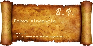 Bakos Vincencia névjegykártya